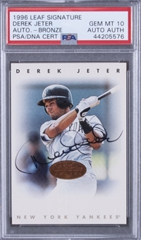 1996 Leaf Signature Bronze Derek Jeter Signed Card - PSA GEM MT 10, PSA/DNA Authentic